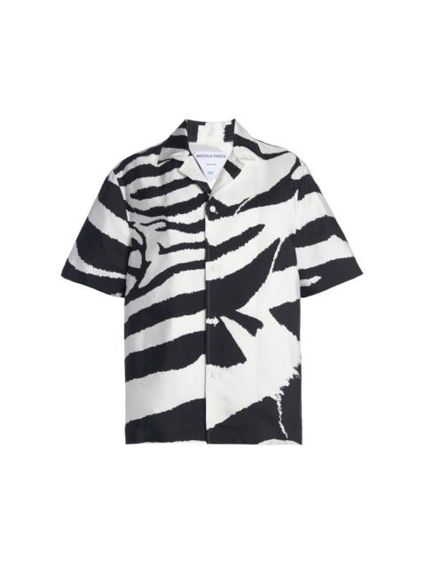 Bottega Veneta Zebra-Print Crepe Parachute Shirt black/white