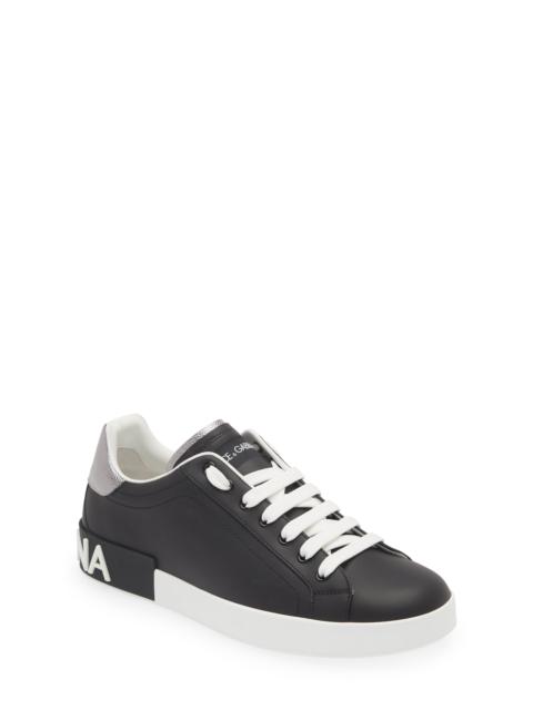 Dolce & Gabbana Dolce&Gabbana Portofino Sneaker in 8B979 Black/Silver at Nordstrom
