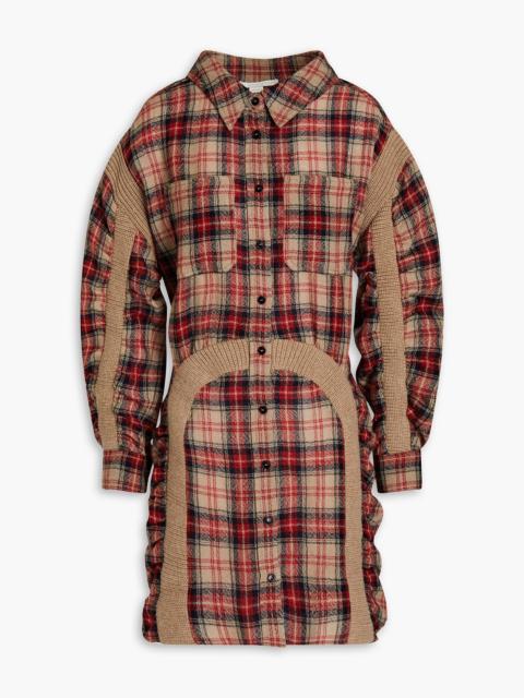 Stella McCartney Wren ruched checked wool mini shirt dress