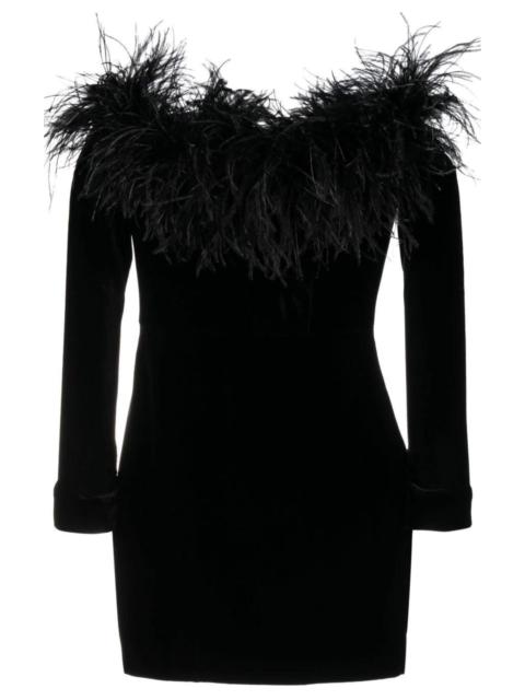 Alessandra Rich Feather-trim Velvet Mini Dress