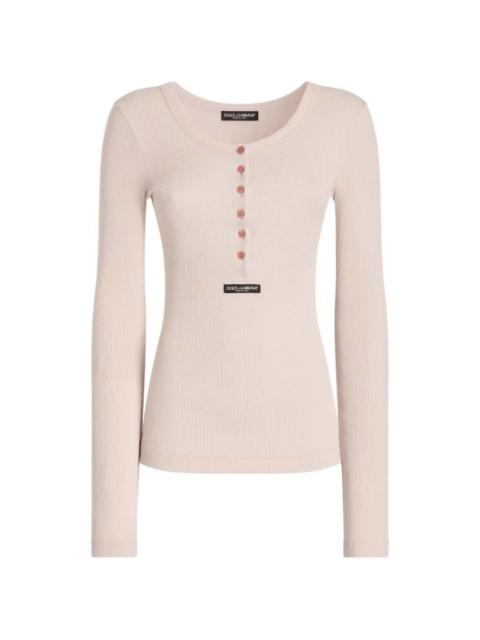Dolce & Gabbana Dolce & Gabbana Women Ribbed Cotton Henley T-Shirt