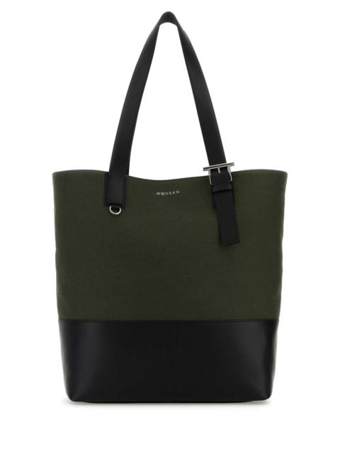 Alexander McQueen Alexander Mcqueen Men Army Green Canvas Shopping Bag