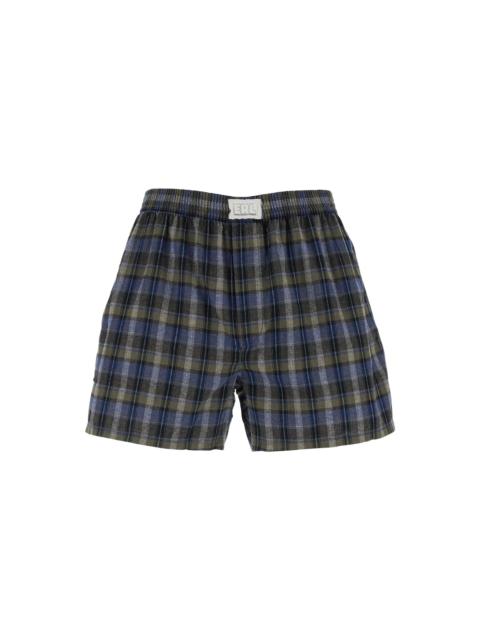ERL Grey 'boxer' Shorts With Check Motif In Cotton Blend Man