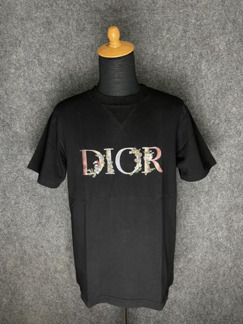 Dior black floral logo embroidered t shirt