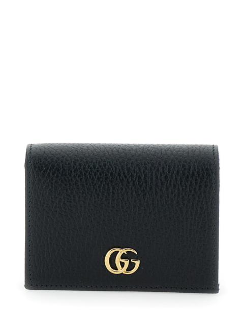 GUCCI Gucci Women Black Wallet With Metallic Logo In Hammered Leather Woman