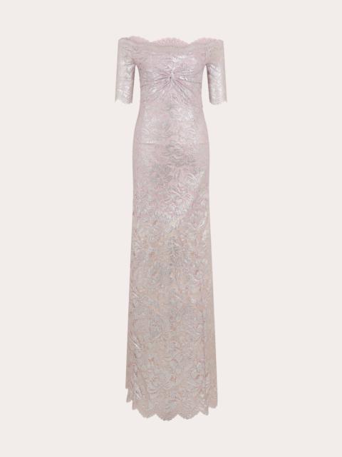 rabanne Metallic Lace Off-Shoulder Maxi Dress