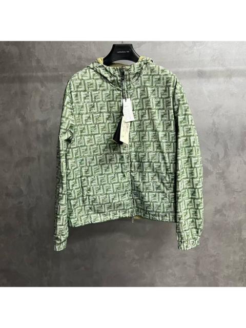 FENDI Fendi Green All-Over Print Reversible Hooded Long-Sleeve Jacket