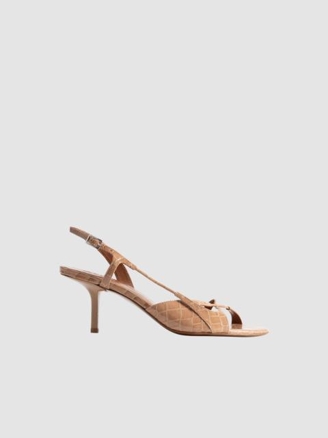 BY FAR Sierra Light Tan Croco Embossed Leather Slingback Sandal