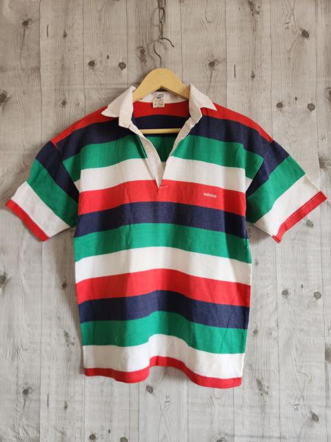 Vintage 1980s Adidas Trefoil Polo Shirt Polyester Cotton