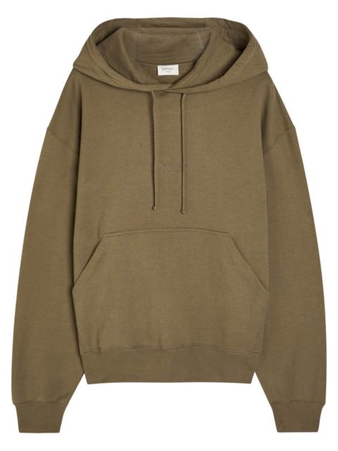 SAINT LAURENT Saint Laurent Logo-embroidered Hooded Cotton Sweatshirt