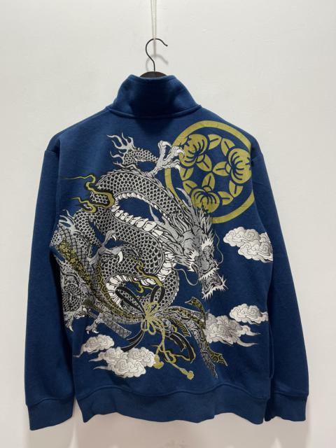 Other Designers Vintage - JAPANESE STYLE DRAGONFLY BIG LOGO PRINTED ZIP UP SWEATER