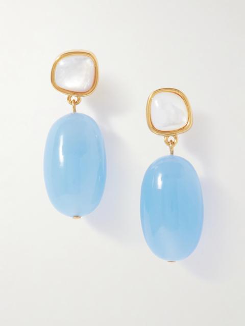 LIZZIE FORTUNATO Big Sur Gold-plated, Glass And Mother-of-pearl Earrings