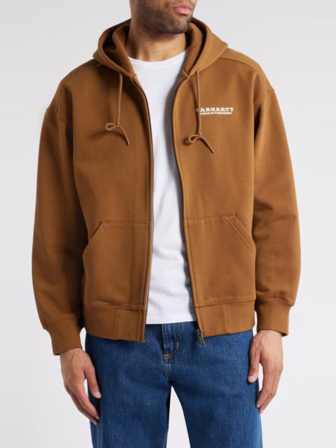 Carhartt Work In Progress Runaway Zip-Up Hoodie in Hamilton Brown /White at Nordstrom