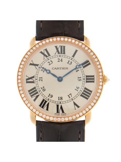 Pre-owned Cartier Ronde Louis Cartier GMT Diamond Silver Dial Ladies Watch WR000651