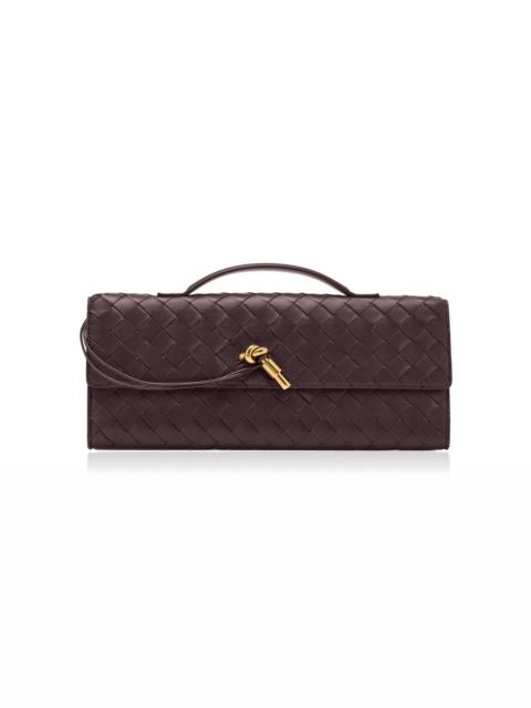 Bottega Veneta Andiamo Intrecciato Leather Clutch burgundy