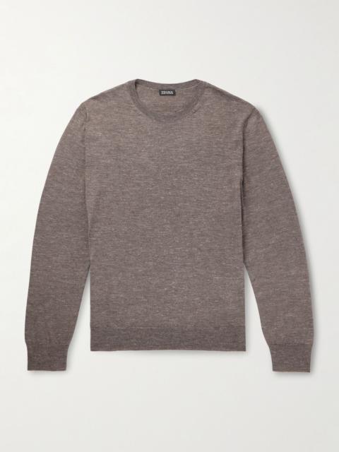 ZEGNA Mulberry Silk, Cashmere and Linen-Blend Sweater Brown