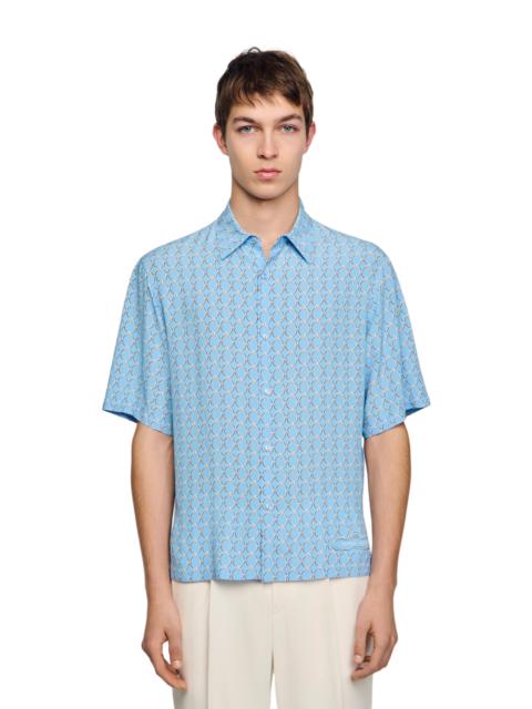 Sandro SANDRO Link print loose-fit shirt in Sky Blue at Nordstrom