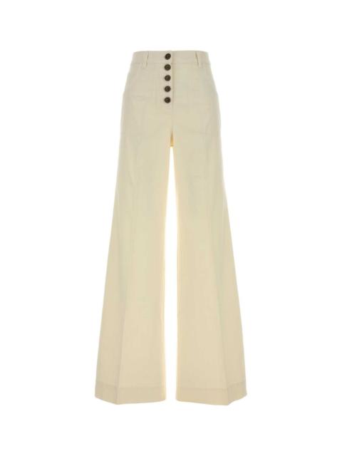 Etro Etro Women Ivory Stretch Cotton Wide-Leg Pant