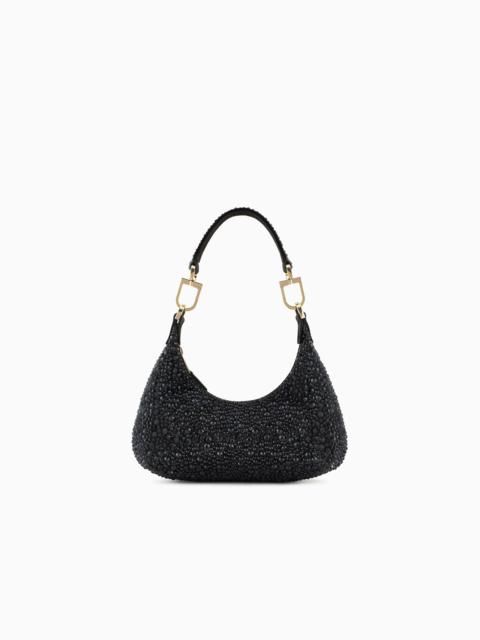 GIORGIO ARMANI La Prima satin and rhinestone mini hobo bag