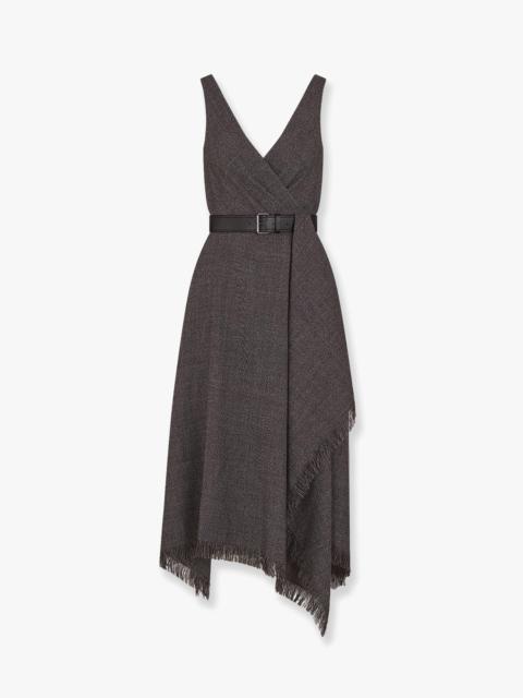 Dior Virgin Wool Tweed Dress With Leather Belt