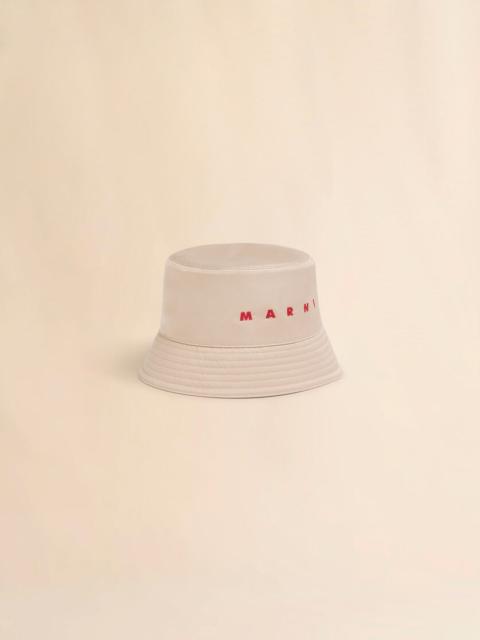 Marni BEIGE WATER-REPELLENT GABARDINE BUCKET HAT WITH EMBROIDERED LOGO