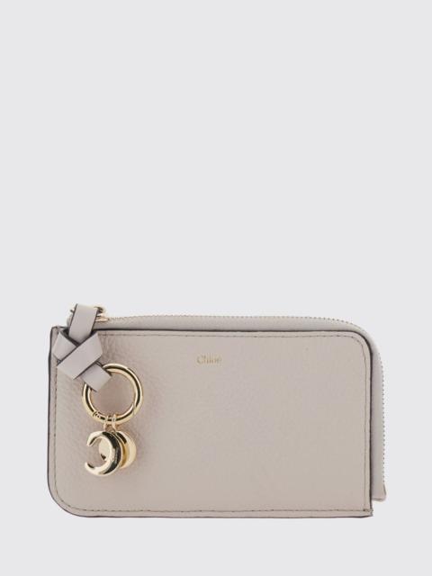 Chloé CHLOÉ Alphabet Grained Leather Card Holder with Charm and Zip Closure