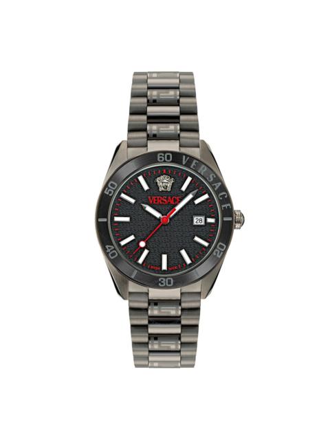 VERSACE Versace V-Dome Quartz Black Guilloche Dial Men's Watch VE8E00724