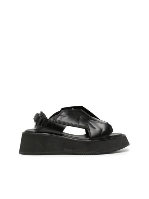 Edge cut-out leather sandals