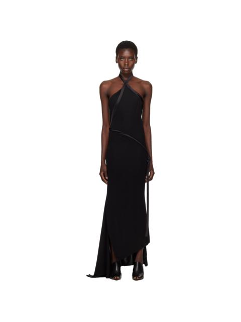 AARON ESH Black Asymmetric Halter Maxi Dress