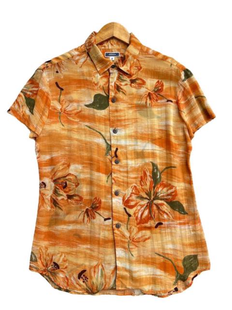 45Rpm Japan Button Up Beach Hawaiian Floral Orange Shirt