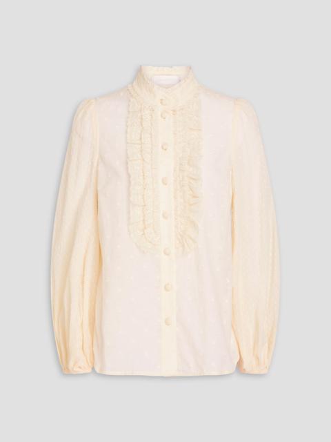 Zimmermann Ruffled crocheted lace-trimmed fil coupé cotton-voile blouse