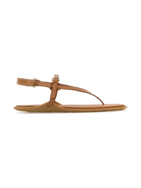 Miu Miu Camel Leather Thong Sandals