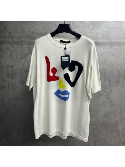 Louis Vuitton Louis Vuitton White Short-Sleeve Crewneck T-Shirt with Geometric Pattern