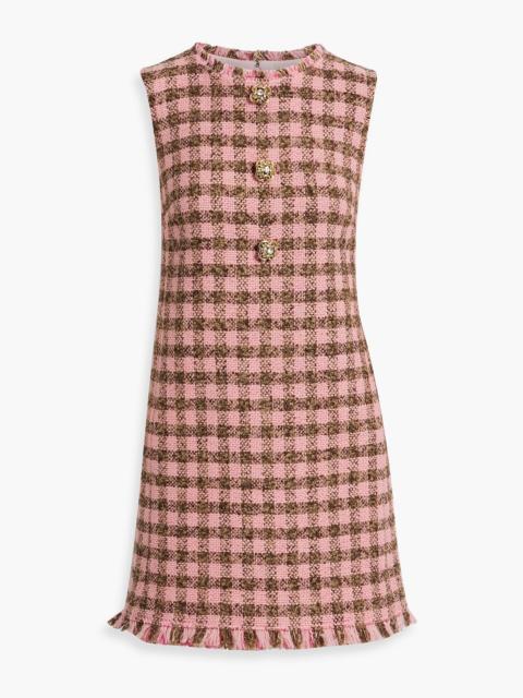 Oscar de la Renta Checked wool-blend tweed mini dress