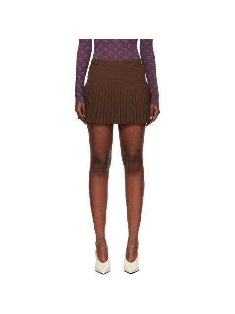 Marine Serre Brown Virgin Wool Stretch Twill Miniskirt