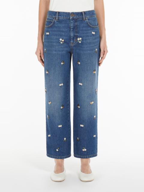 WEEKEND Max Mara Weekend Max Mara Manetta Floral Detail Jeans in Navy at Nordstrom
