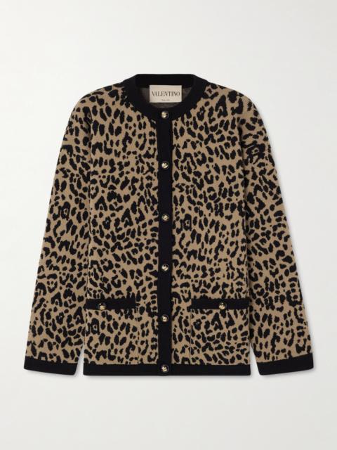 Valentino Leopard-jacquard Wool Cardigan
