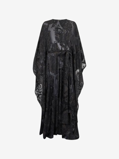 Roberto Cavalli Sheer Silk Kaftan in Ornamental Black