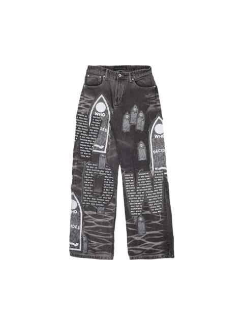 WHO DECIDES WAR Who Decides War Motif Patched Denim 'Vintage Grey'