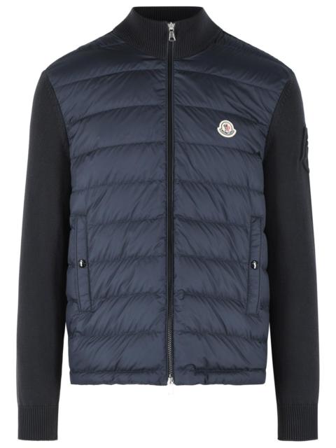 Moncler Moncler Padded Virgin Wool Cardigan With Zip Navy Blue Men