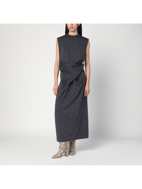 Jil Sander Gray Dress In Wool With Crossover Detail Women
