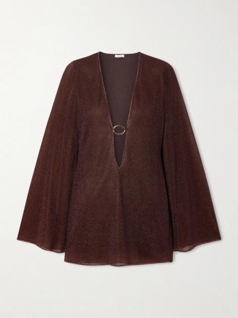 Oséree Lumière Embellished Metallic Stretch-knit Kaftan