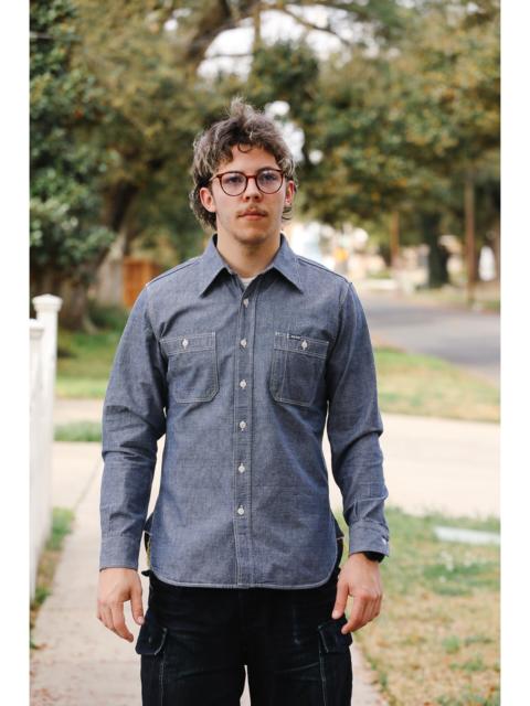 Iron Heart IHSH-21-BLU 10OZ SELVEDGE CHAMBRAY WORK SHIRT - BLUE