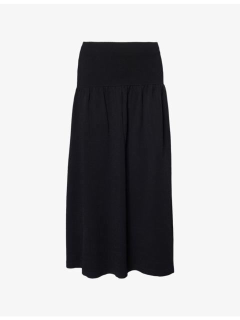 Vince Pleated High-Waist Knitted Midi Skirt