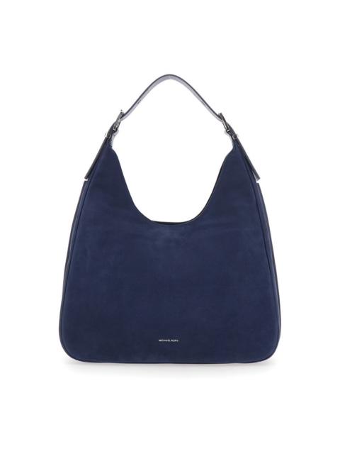 Other Designers Michael Michael Kors Nolita Large Blue Shoulder Bag With Logo Lettering On The Front In Suede Woman