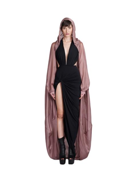 Hooded Bubble Cape In Rose-pink Silk