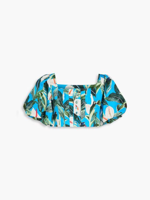 FARM RIO Cropped floral-print cotton top