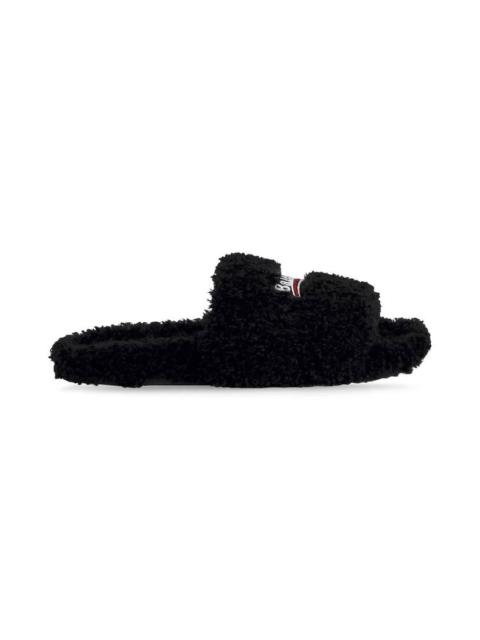 BALENCIAGA Women's Furry Slide Sandal in Black/white/red