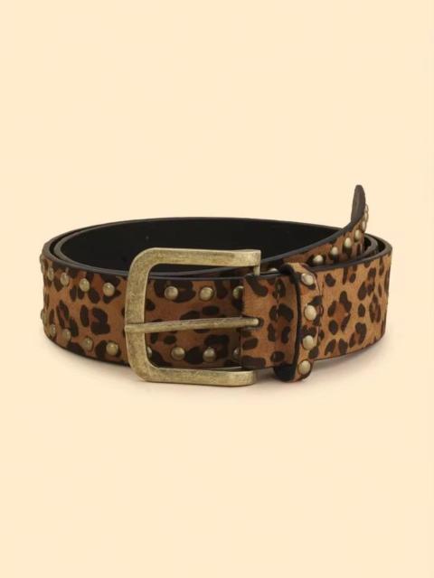 Other Designers Japanese Brand - Leopard Print Studded PU Leather Belt - Punk / Indie Sleaze