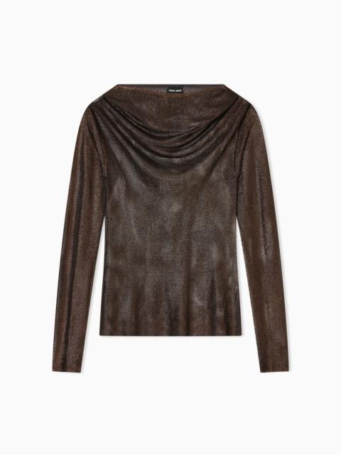 GIORGIO ARMANI MESH-STITCH VISCOSE-BLEND JUMPER